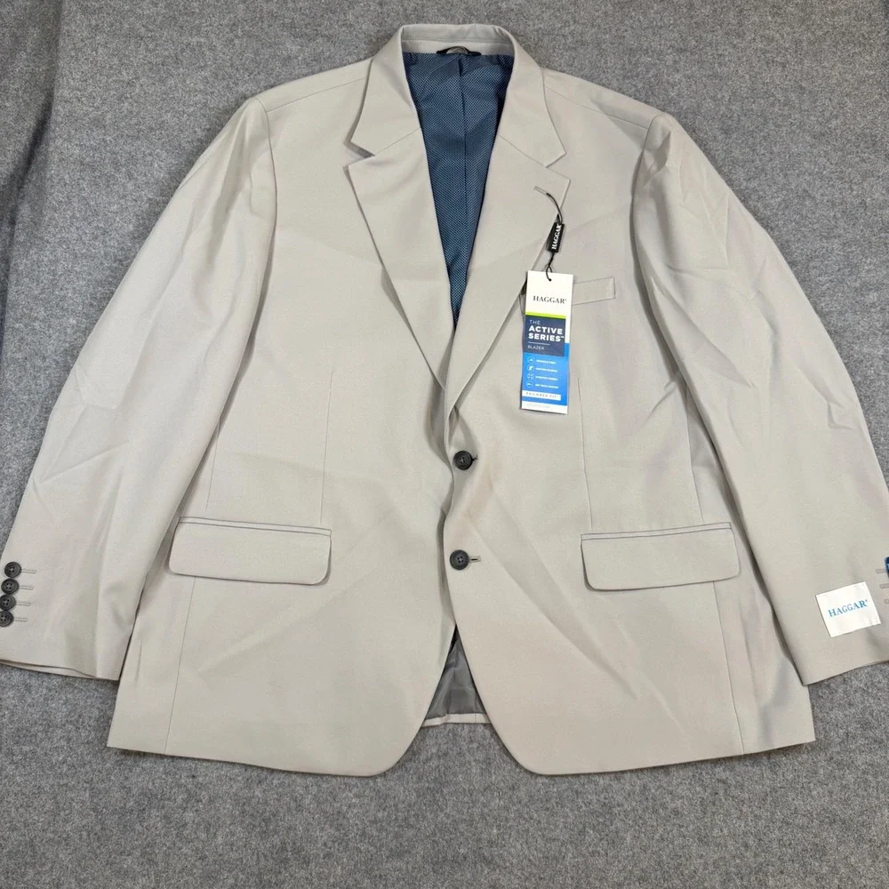 Haggar The Active Series Blazer Mens 50 Short Gray Tailored Fit Sport Coat New